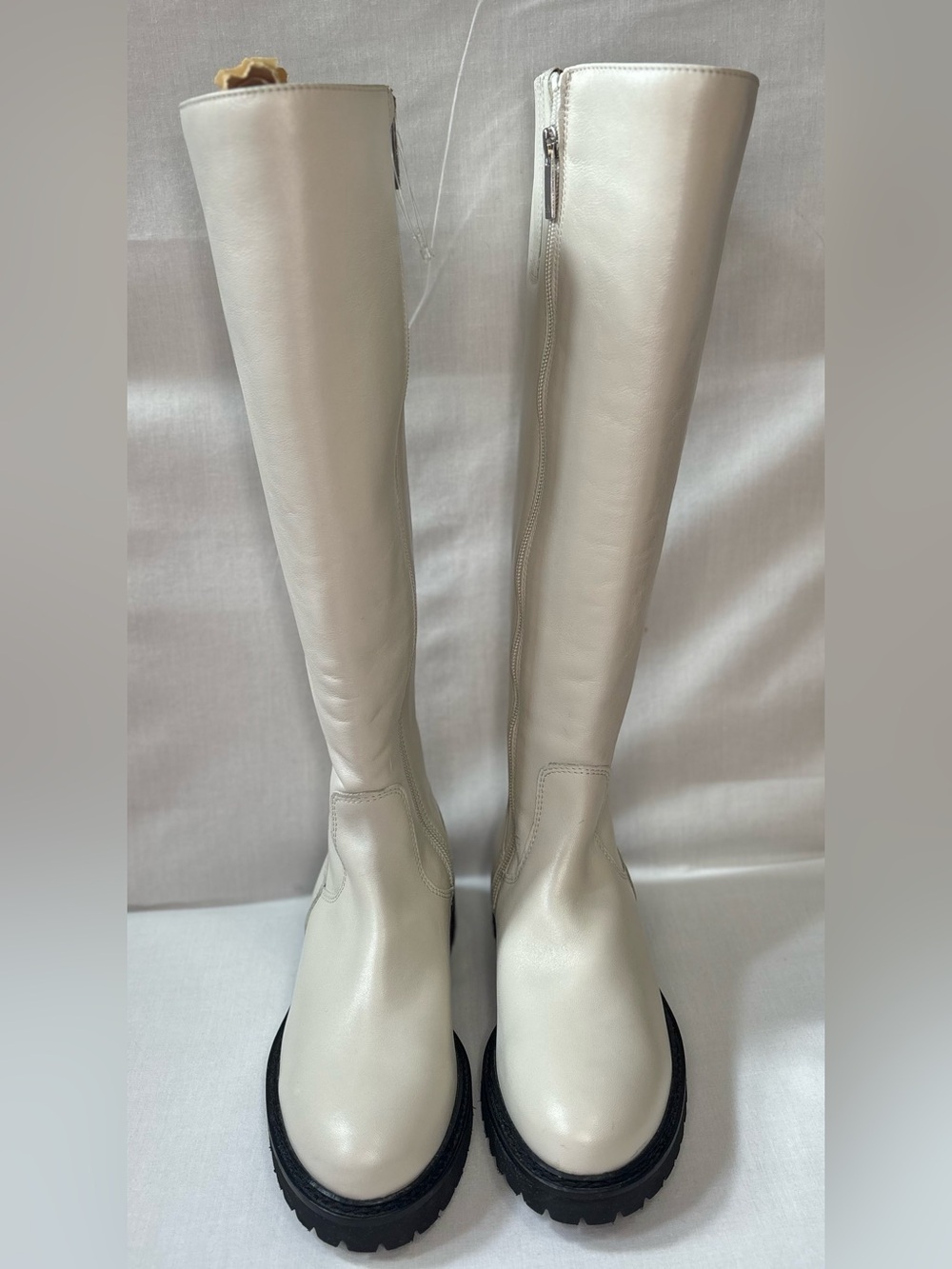 Aquatalia Boots Marietta Off white Leather Tall Knee Lug Sole